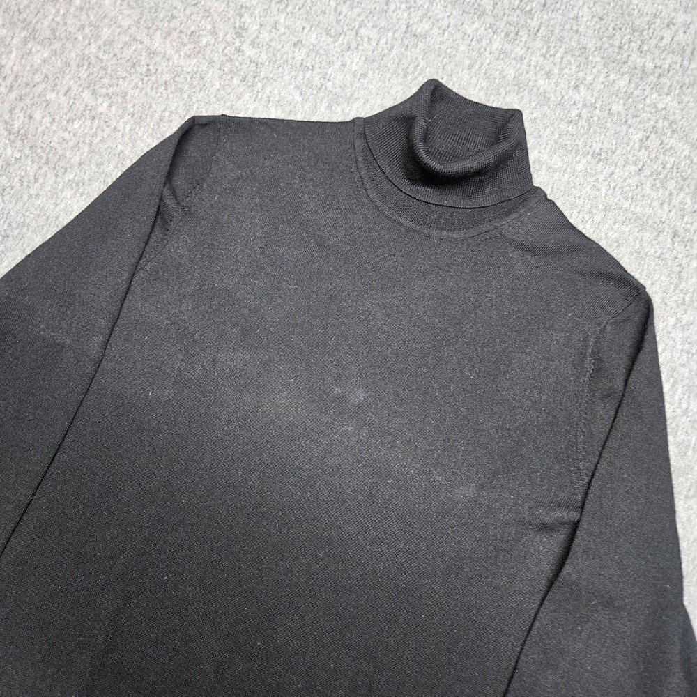Brooks Brothers Turtleneck Women M Black Merino Wool 346 Italian Knit Sweater